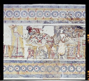 Sacrificio animal, del sarcófago de Agia Triada, Minoico, c.1400 a.C.